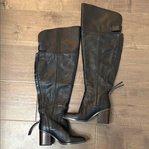 Franco Sarto Black Over-the-Knee Leather Boots
